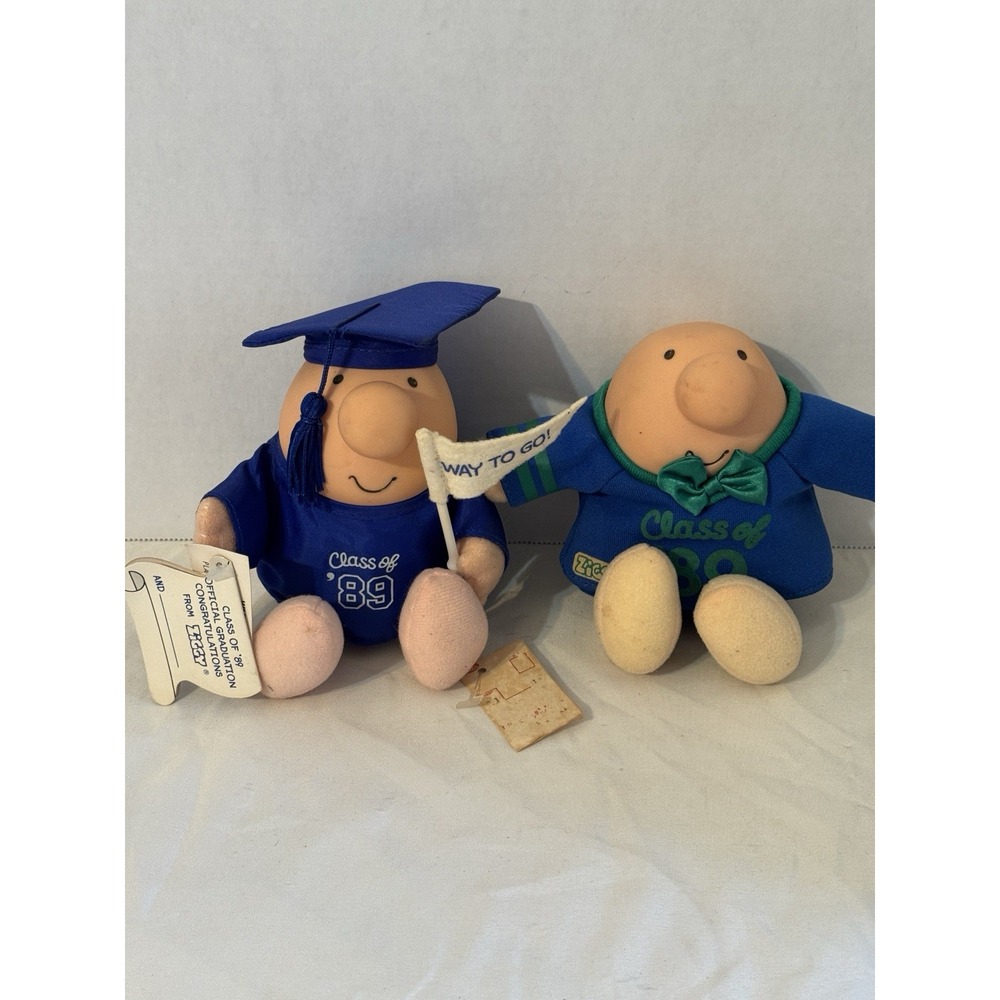 Ziggy Plush Dolls Class of 1989 Graduation Lot American Greetings Korea‎ VTG